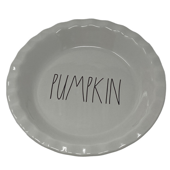 Rae Dunn Artisan Collection Fall White Ceramic PUMPKIN 10 Inch Round Pie Dish - Picture 3 of 9